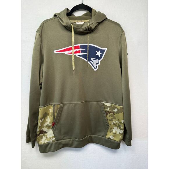 Nike Therma-Fit NFL Patriots Flag Hoodie, Olive Green, Size Large